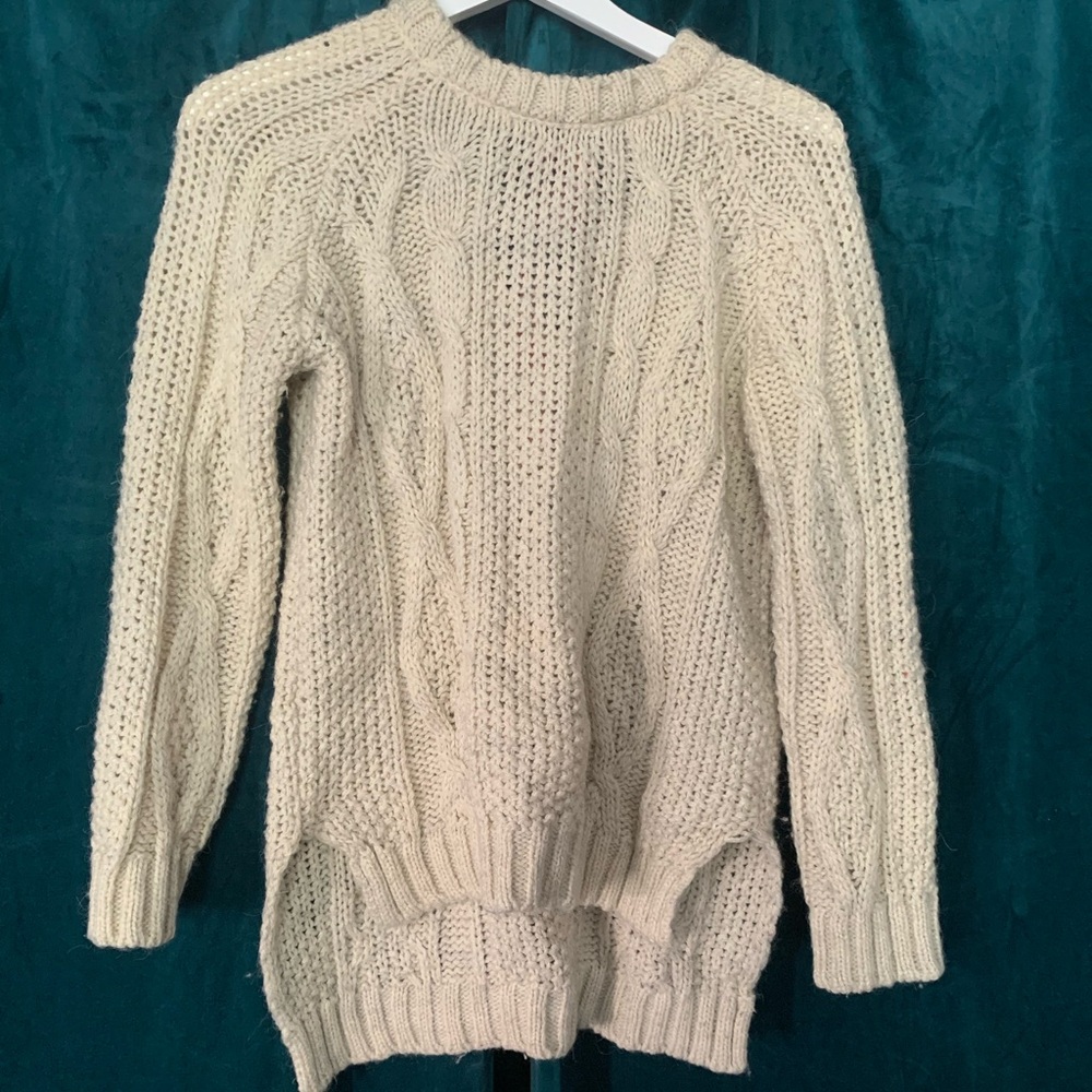 Zara Knit Cozy Cream Cable Pullover Sweater